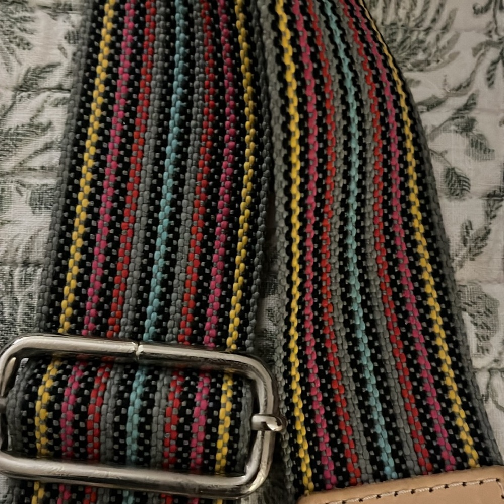 Consuela Multicolor Striped Adjustable Bag Strap - Tan Leather - Picture 3 of 3